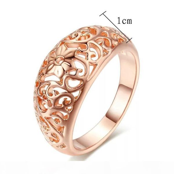 

fashion camellia hollowed out engagement wedding band rings rose gold color graceful gift rings for your love women girls, Silver