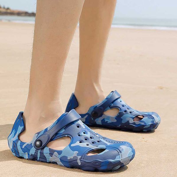 

men sandals 2020 camouflage slippers summer shoes anti-skid wear-resistant men beach shoes plus size 45 zapatos de hombre, Black