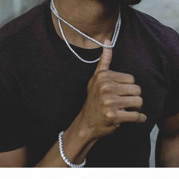 

hip hop gold cross pendant necklace for men jewelry with gold plated tennis chain crtoss necklace jewelry, Silver