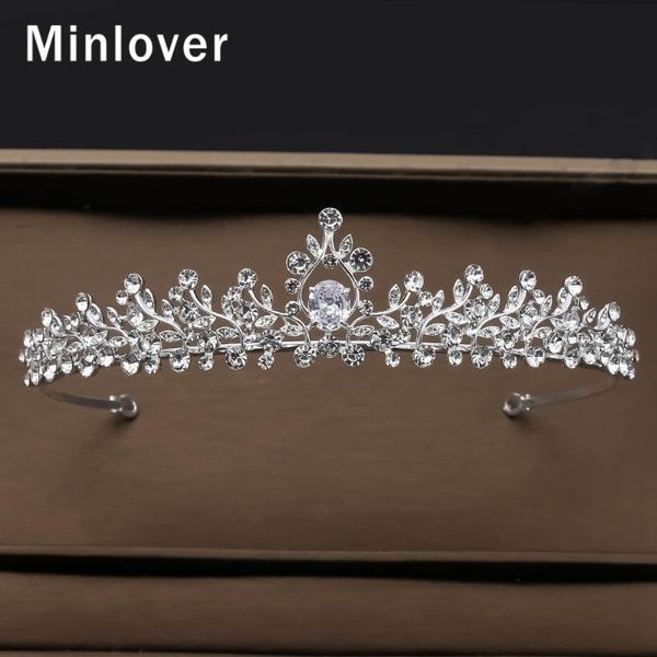 

minlover classic bridal tiaras and crowns women zircon wedding hair accessories branch bride hair jewelry headpiece hg240, Golden;silver