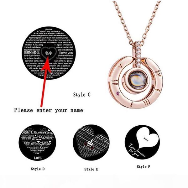 

custom name letter necklace i love you 100 language necklaces pendants for women personalized nameplate jewelry friendship gifts, Silver