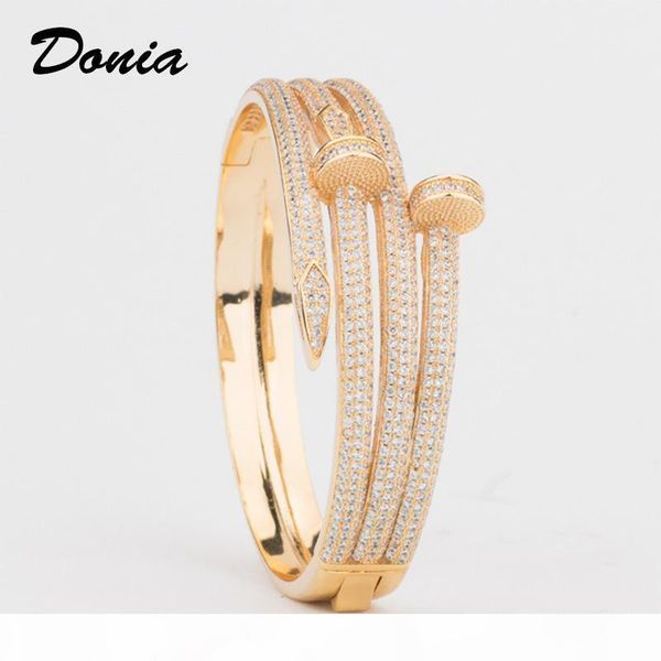 

donia jewelry european and american fashion exaggeration classic line micro inlaid zirconia bracelet ring set women's bracelet ring set, Black