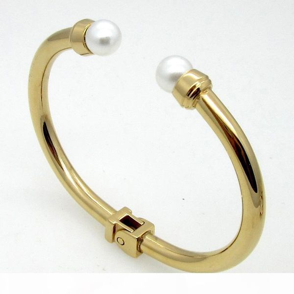 

d из нержавеющей стали браслет-манжета мода thread природный жемчуг vintage браслет для женщин серебряная crustification циркон индийский бр, Black