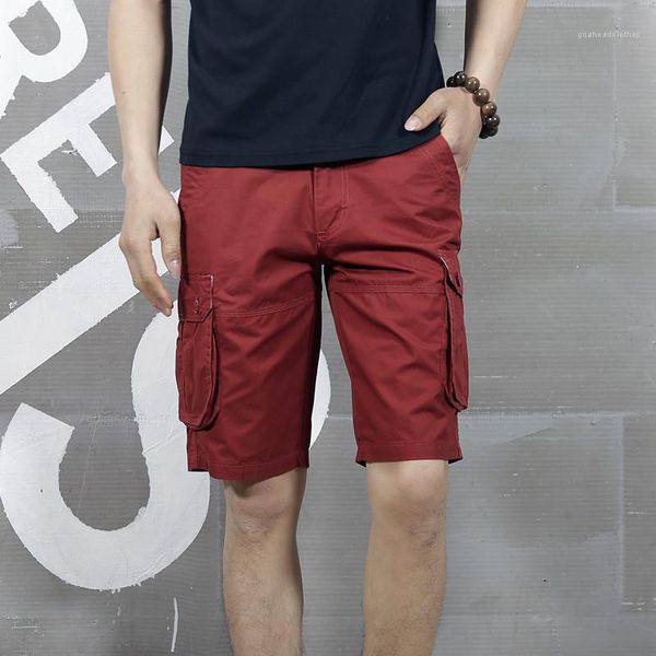 

шорты повседневные плюс размер мужчины cargo shorts лето сплошной цвет сыпучие колена шорты мульти карманы мужчины, White;black