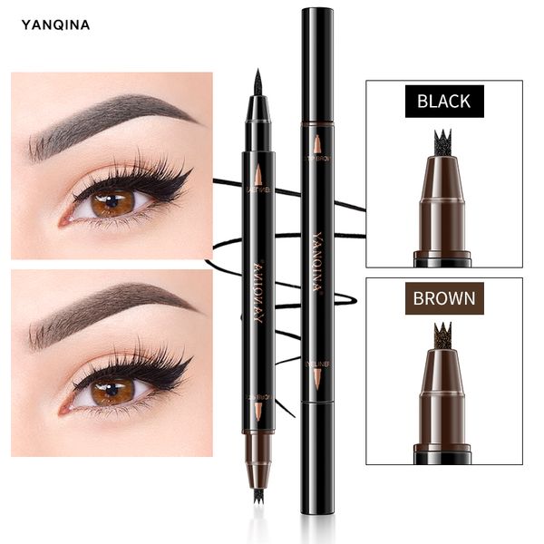 

new professional double headed eyebrow pencil black brown waterproof natural long lasting not blooming makeup beauty tool