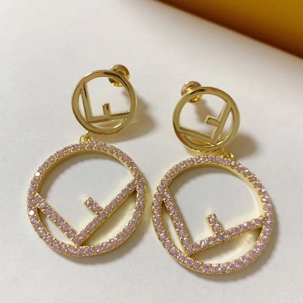 

europe and america exaggerated big name full diamond letter ring fashion long earrings niche net red wild temperament personality earrings, Golden;silver