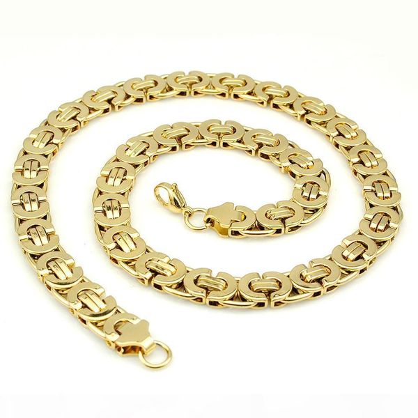 

r amumiu 11mm gold huge &heavy long stainless steel byzantine men chain necklace 316l stainless steel jewelry golden kn016, Silver