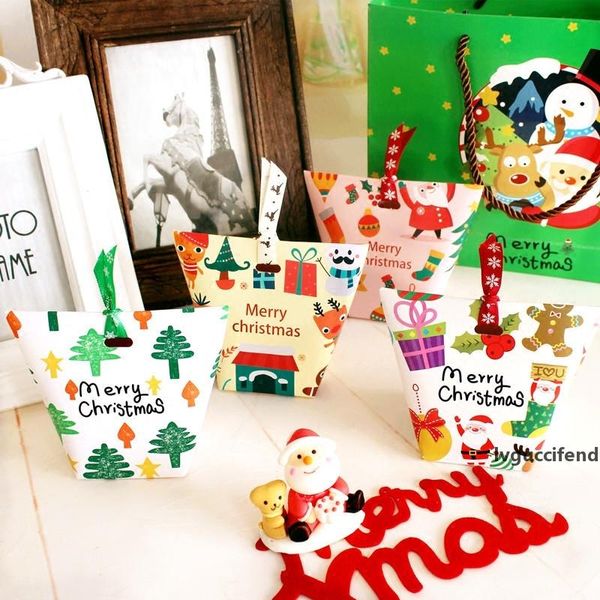 

30pcs/lot christmas paper gift bag xmas candy carrier present boxes without ribbon xmas party decor ing
