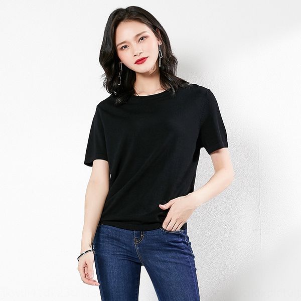 

2020 новый раунд шеи бутик женской складку кружевом короткий рукав тонкий свитер свитер пуловер вязаный свитер для женщин, White