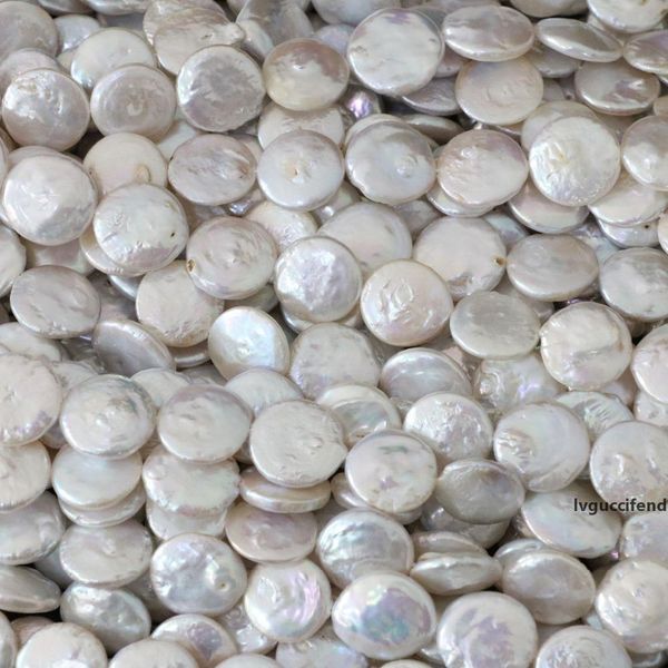 

fashion natural 14mm white cultured freshwater pearl bead coin jewelry 14 t200507