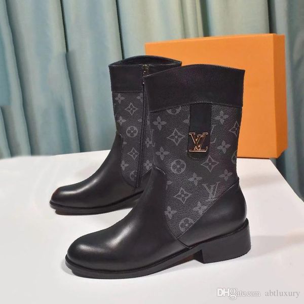 

new fashion autumn winter boots women zipper mid -calf wedge classic ladies leather boots luxury design chaussures de femme fashion womens s, Black