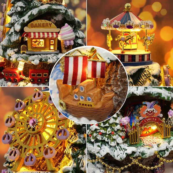 

dollhouse miniature diy doll furnitures christmas house toys for children birthday gift with dust cover music 30 y200414