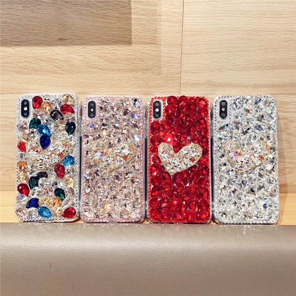 

suitable for samsung s10 love colorful rhinestone crystal phone case