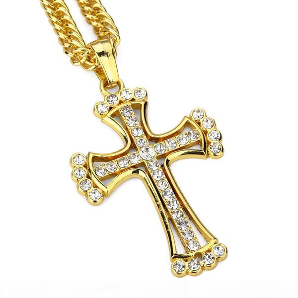 

european and american fashion classic cross cross tide hip-hop necklace thick gold plating quality assurance men and women hip-hop jewelry, Silver