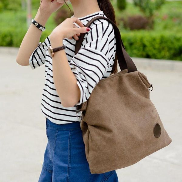 

vintage large capacity satchel totes women casual shoulder messenger handbags canavs crossbody bags bolsos mujer de marca famosa