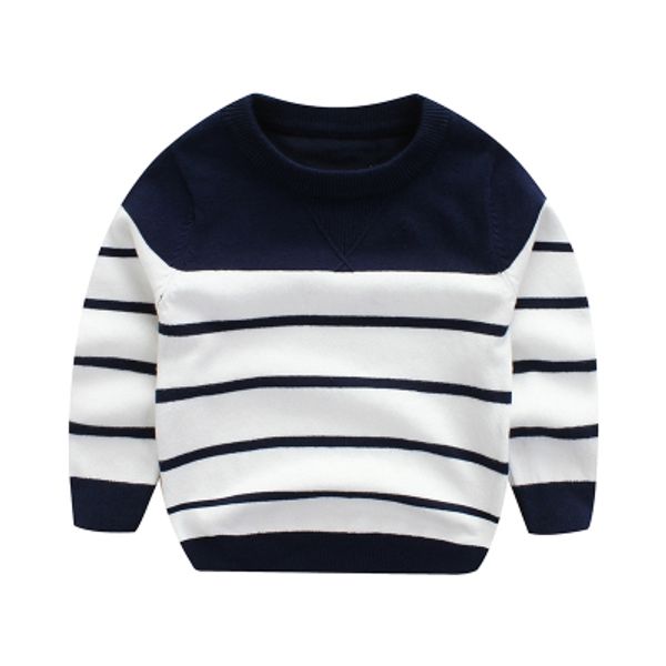 

2-8y children knitted sweaters autumn and winter pullovers o-neck cotton kids clothing causal boys and girls clothes sweater t200804, Blue