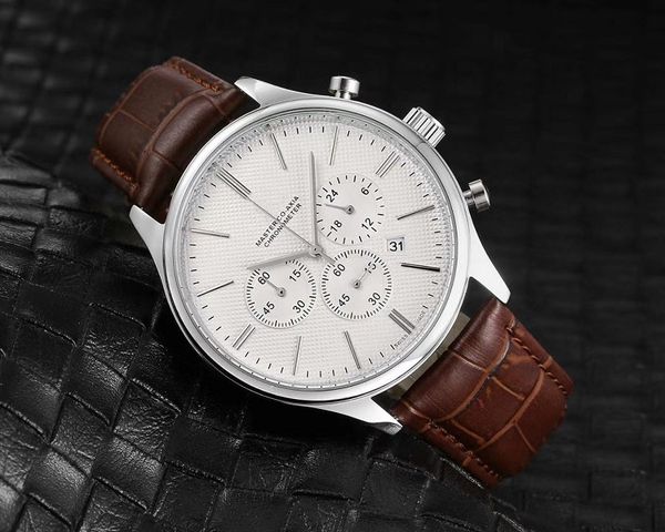 

2020 six stitches series luxury mens watches all dial work quartz watch designer watches leather strap omg brand mens fashion accessories, Slivery;brown