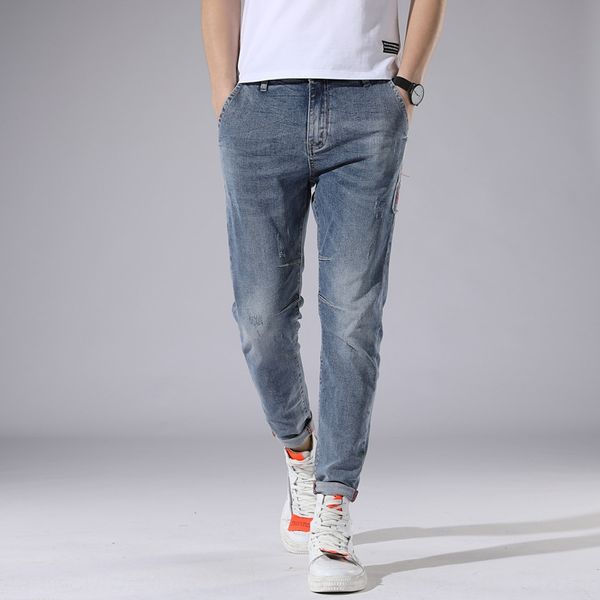 

season new slim-fit elastic season new ankle pants 793 for teenagers men fashion trendy ankle jeans pants 793, Blue