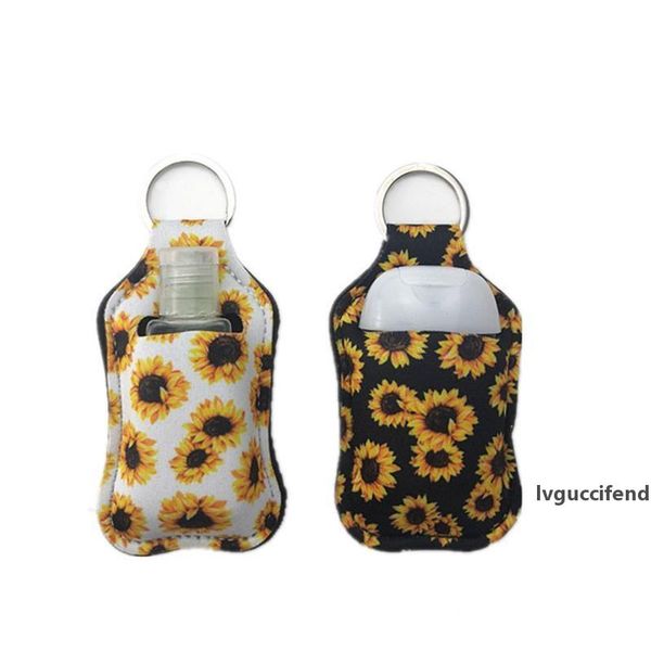 

neoprene hand sanitizer bottle holder keychain bags 30ml 10.3*6cm key rings hand soap bottle holder 24 colors ship