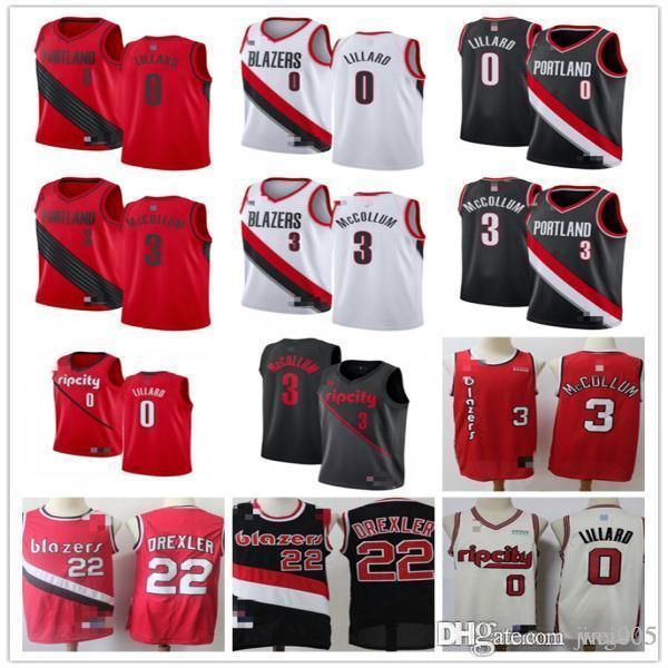 

mens portland trail blazers 0 damian lillard 3 c.j. mccollum 22 clyde drexler basketball shorts basketball jersey, Black;red