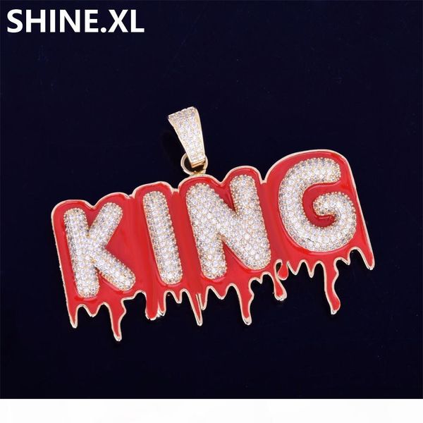 

hip hop iced out red oil пользовательские bubble капельное письмо ожерелье micro циркон шарм bling ювелирные изделия рождественские подарки, Silver