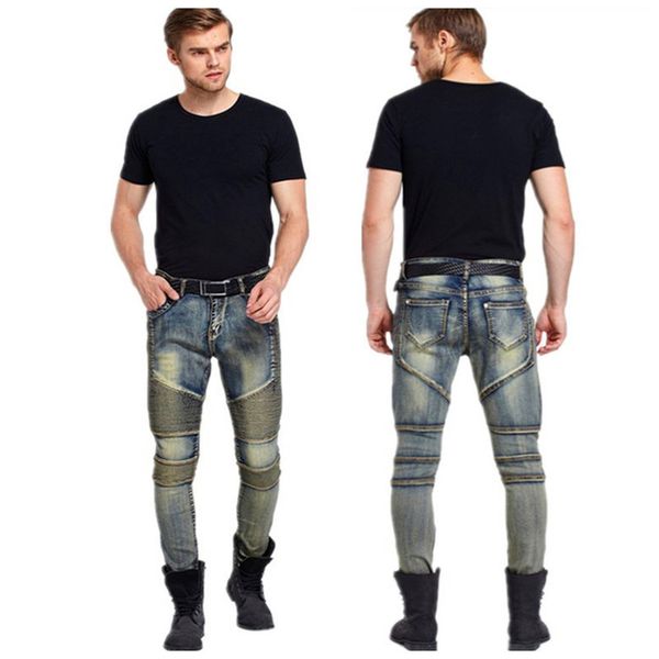 

2020 new heavy-duty self-cultivation motorcycle men's folds feet motorcycle pants european and american fashion trend trousers
