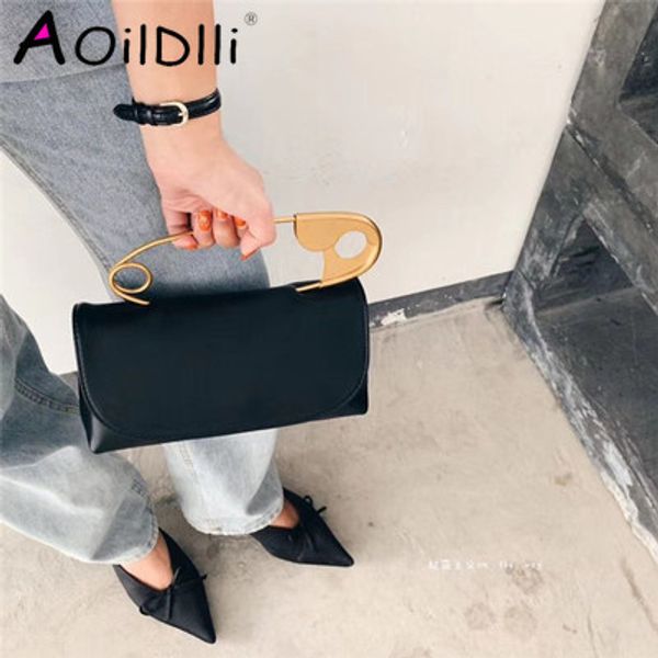 

designer bagdesigner large pin soft handbag 2020 new korean small square shoulder messenger bag ladies personality chic black purse fashion
