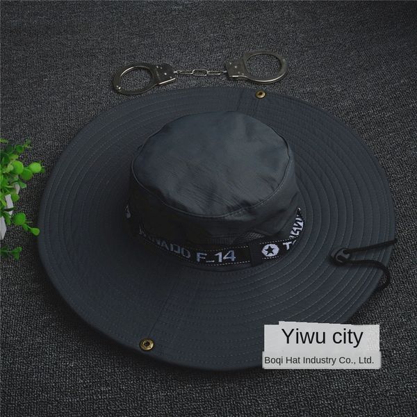 

ujqeh men's outdoor bucket bucket brim fisherman solid color sun hat mesh breathable fishing benny hat sun-shading fisherman cap large, Blue;gray