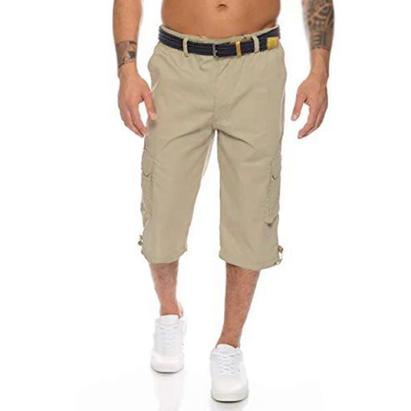 

fitness pants summer baggy workwear multi-pockets short cargo, White;black