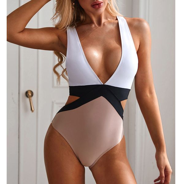 

2020 новые sexy one piece купальники женщины купальники push up monokini бинты купальный костюм глубокий v bodysuit купальник summer beach w