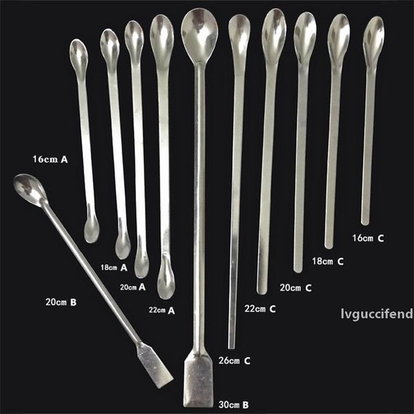 

stainless steel medicinal spoon sampling medicine spoons single and double head reagent weighing spoon for chemistry experiment pharmacy