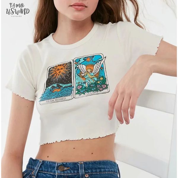 

2020 new fashion women animal print t shirts women printed short sleeve crop frill hem tee drop shipping good quality, White