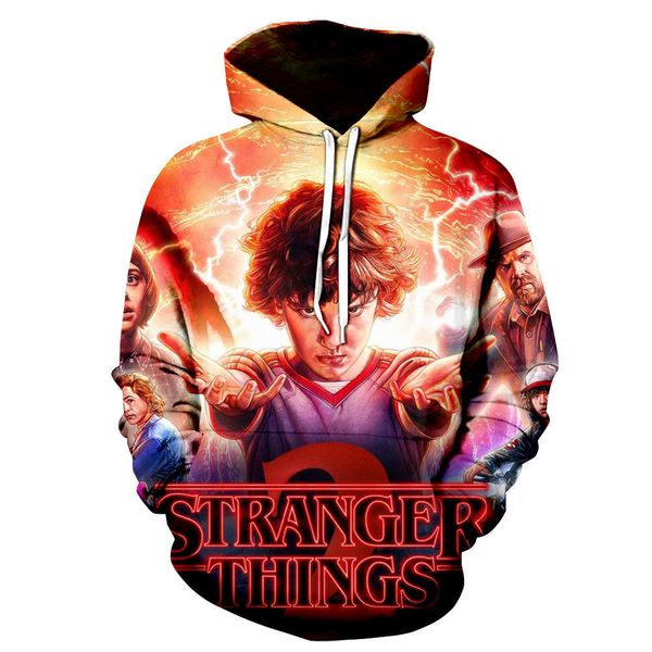 

sportswear2018 selling strangerthings 3d printed hooded mens sweater, Black