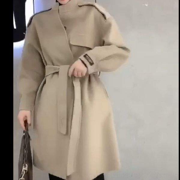 

lwnws 2020 new double-sided cashmere woolen mid-length woolclothing wool 2020 new double-sided cashmere woolen mid-length women's coat, Black