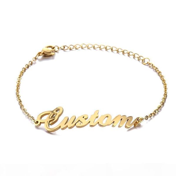 

l personalized custom name bracelet charms handmade women kids jewelry engraved handwriting signature love message customized gift, Black