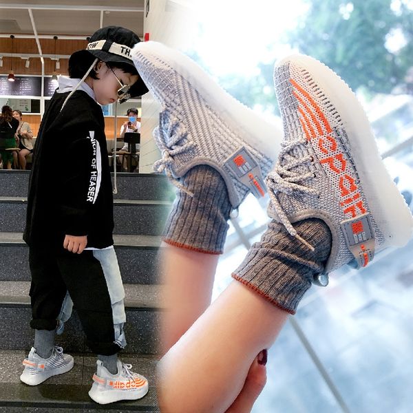

tiezd children's sports sports 2020 autumn new online celebrity men's children's flying woven shoes korean style fashionable, Black