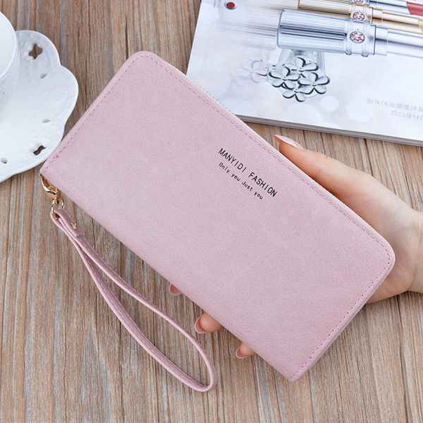 

pink key wallet lady cardholder long zipper clutch large capacity wallet simple retro mother soft wallet mobile bag 38
