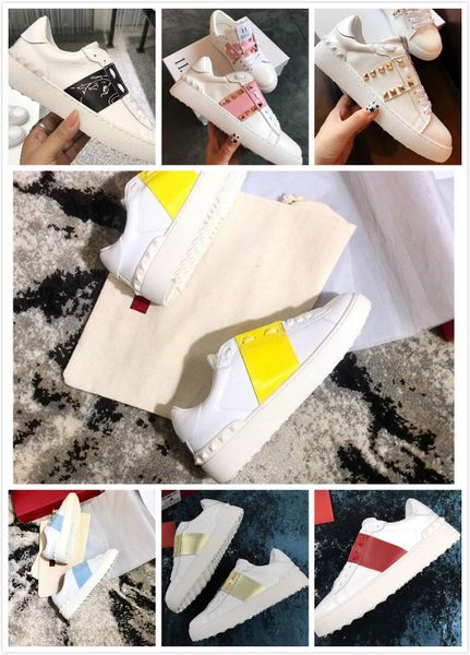 

new fashion 2020 studded triple white vltn running shoes men women sport casual sneakers cow leather trainers, Black