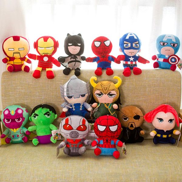 

new 25cm avengers 4 superhero all staff plush toy dolls captain america ironman iron man spiderman loki thor plush soft toy