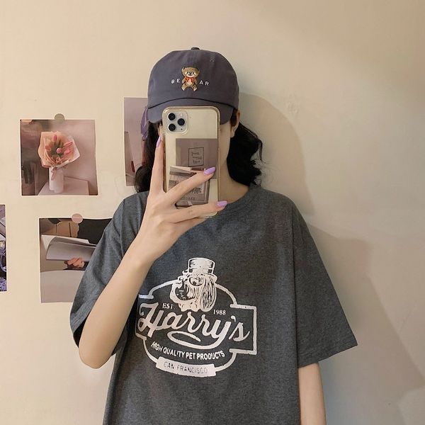 

wwuge 2020 нового стиля hong kong свободного похудение студент случайный топ ins интернет celebrity all-матч с короткими рукавами футболки s, White