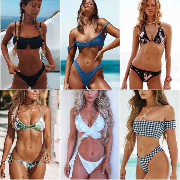 

simple solid bikinis set women swimsuits push up variety style bikini swimwear famale beachwear bathing suits super discount, White;black