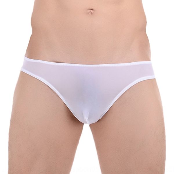 

ye zimei transparent breifs men's low waist perspective ice underwear silk u convex underwear, Black;white