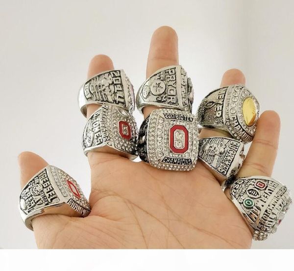 

d 8шт штата огайо buckeyes чемпион национального чемпионата кольцо set solid men вентилятора brithday подарков оптовая перевозка груза паден, Golden;silver