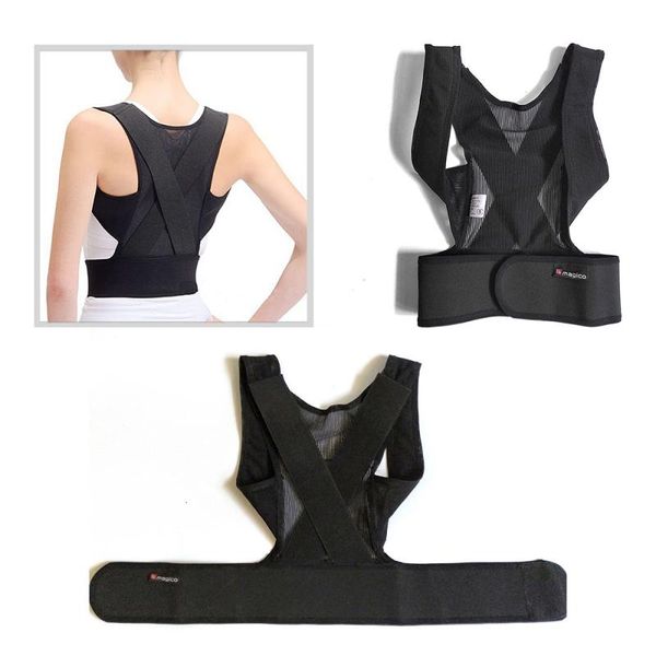 

back support adjustable posture corrector shoulder correction brace belt therapy uk, Black;blue