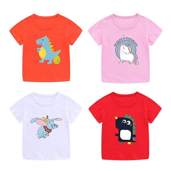 

t-shirt boy cartoon short-sleeved dinosaur pattern pure cotton sportswear wear children's breathable children's sports shirt, Blue