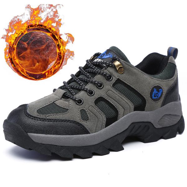 

2020 new big size 36-48 hiking shoes men black red anti slip climbing mountain sneakers men trail shoes mens fur lined