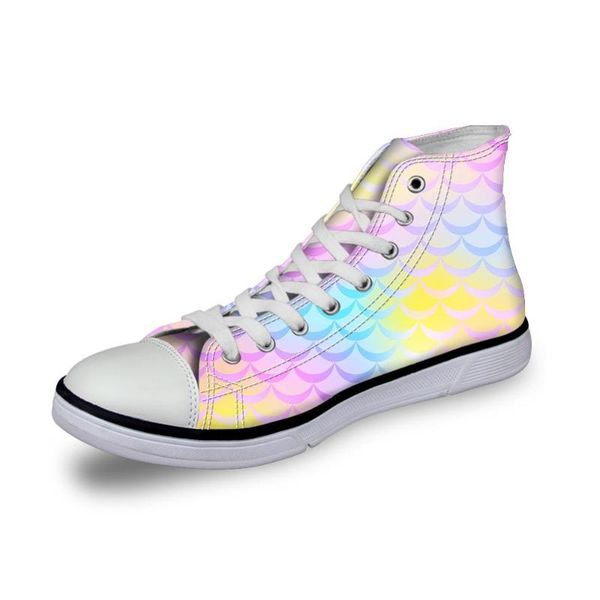 

hycool mermaid fish scale print women canvas shoes ladies spring autumn flat shoes teenager girls vulcanized sport flats sneaker, Black