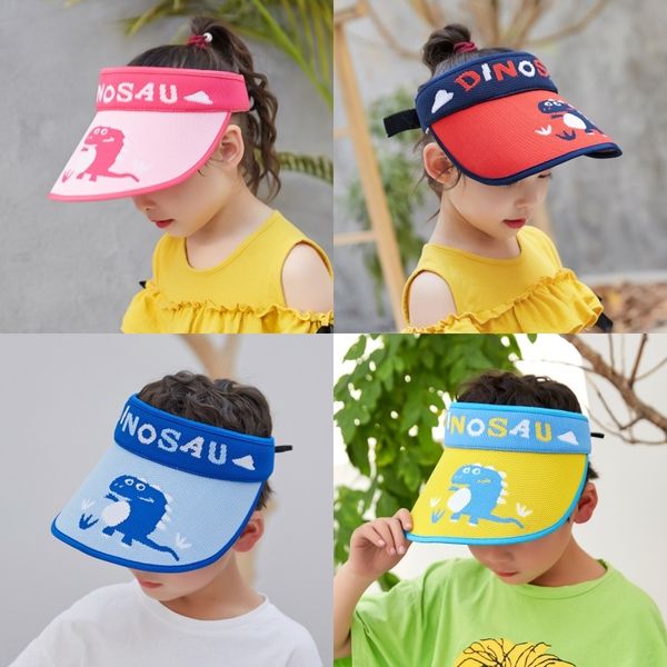 

20 children's empty children's cool big eaves dinosaur boy girl baby's shade sun sun hat hat tide, Yellow