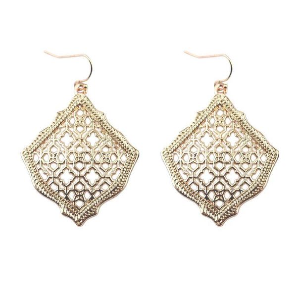 

2019 new kendra square kite filigree cutout morocco dangle drop earrings for women metallic filigree kendra style drop earrings, Silver