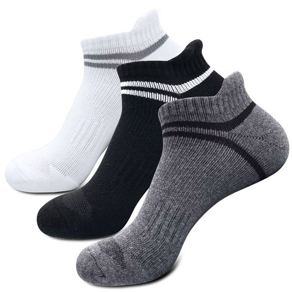 

cotton sports wear-resistant breathable men's compression socks four seasons sole loops boat shallow sweat-absorbent male socks, Black